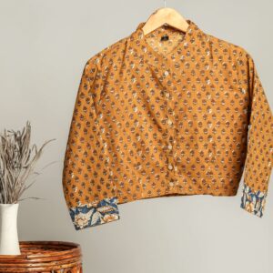 Handmade Block Print Cotton for Women ? Ethnic Floral Printed Top with Long Sleeves